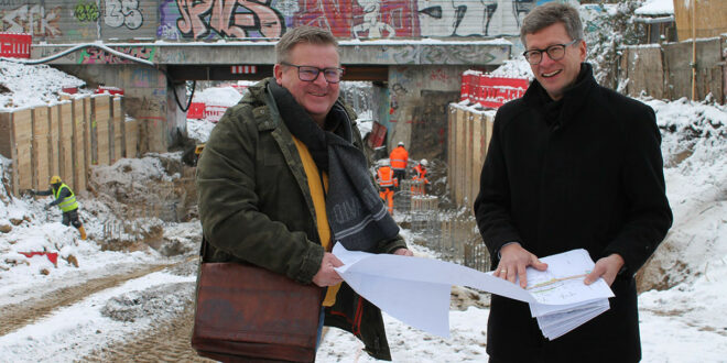 Tieferlegung der Wiederitzscher Straße: Brücke wird abgestützt