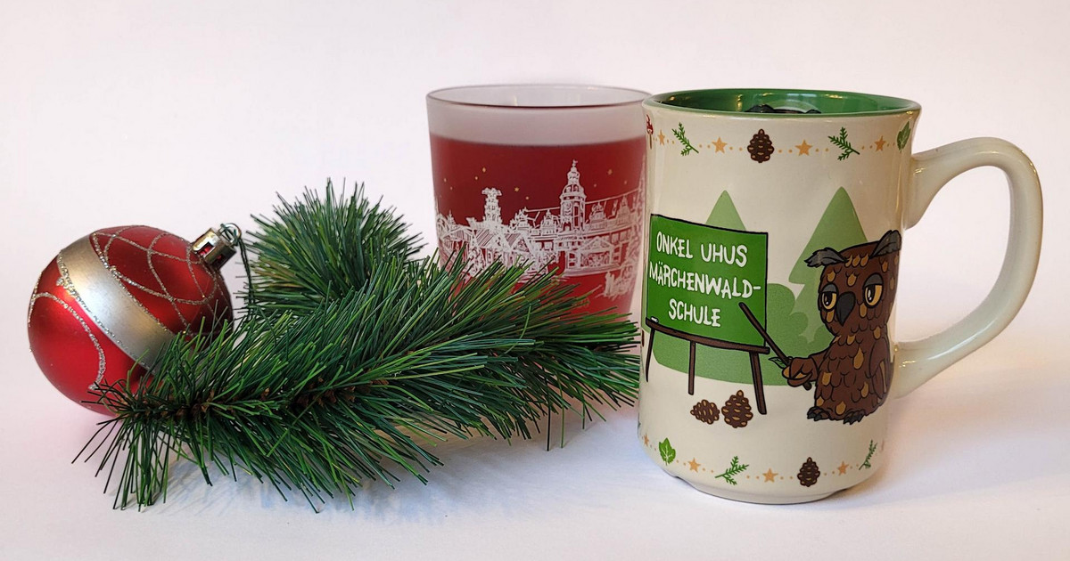 Weihnachtsmarkt-Kindertasse 2023: Onkel Uhu startet Märchenwald-Serie